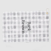 Grey White Plaid Stripes Golfhandtuch (Horizontal)