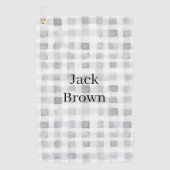 Grey White Plaid Stripes Golfhandtuch (Vorderseite)