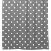 Grey & White Polka Dots Minimal Chic Klasse Niedli Duschvorhang (Vorderseite)