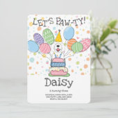 Grey & White Sheepadoodle Hund Geburtstagsparty Einladung (Stehend Vorderseite)