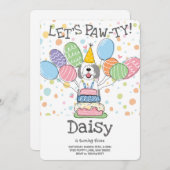 Grey & White Sheepadoodle Hund Geburtstagsparty Einladung (Vorne/Hinten)