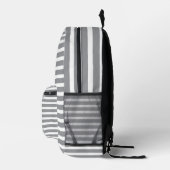 Grey & White Striped Backpack 💥 Cool & Modern Bedruckter Rucksack (Rechts)