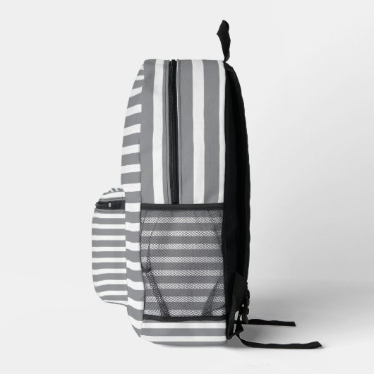 Grey & White Striped Backpack 💥 Cool & Modern  Bedruckter Rucksack (Rechts)