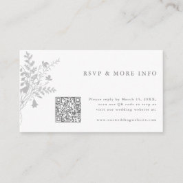 Grey & White Wildblume Wedding RSVP Begleitkarte