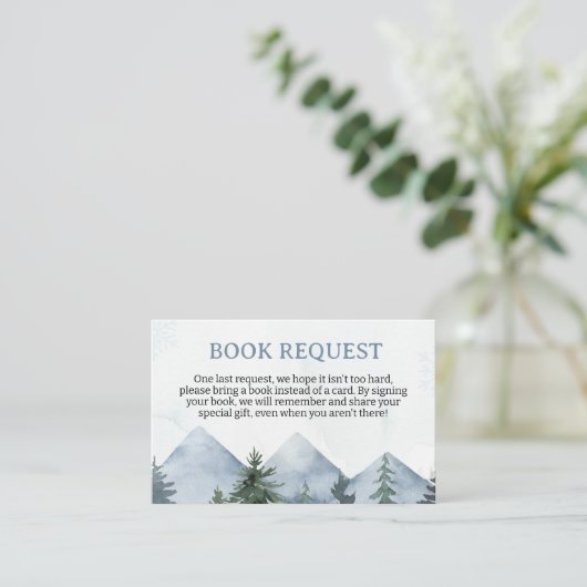 Grey Wilderness Baby Shower Book Request Insert Treuekarte (Stehend Vorderseite)