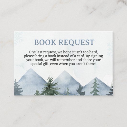 Grey Wilderness Baby Shower Book Request Insert Treuekarte (Vorderseite)