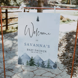 Grey Wilderness Winter Baby Shower Welcome Sign Fotodruck