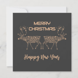 Grey wish card Merry Christmas new year reindeer Feiertagskarte