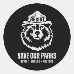 Grey Wolf Bear Resist Schützen Nationalpark Frauen Runder Aufkleber