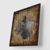 Grey Wolf Face Wildlife-Supporter Art Clock Quadratische Wanduhr (Winkel)