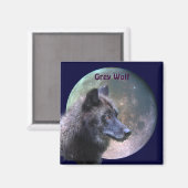 Grey Wolf & Full Moon Wildlife Collection Magnet (Vorderseite/Rückseite)