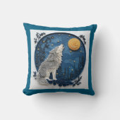 Grey Wolf Howing at the Moon Quilling Effect Kissen (Vorderseite)