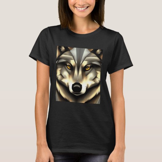 Grey Wolf In Geometric Style T-Shirt (Vorderseite)