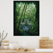 Grey Wolf Spirit in Forest Eco Fantasy Art Poster (Küche)