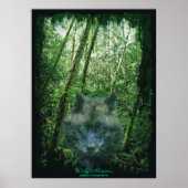 Grey Wolf Spirit in Forest Eco Fantasy Art Poster (Vorne)