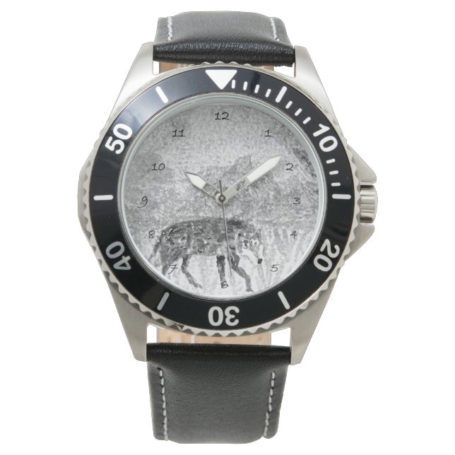 Grey Wolf Tierart Armbanduhr (Vorderseite)