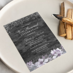 Grey Wood Lila Floral Vow Renewal Einladung