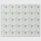 Grey Yellow Green Blue Happy Birthday Balloons Geschenkpapier (Flach)