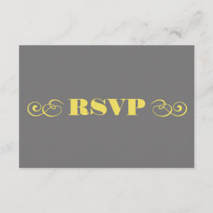 Grey & Yellow Wedding RSVP Karte