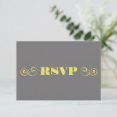 Grey & Yellow Wedding RSVP Karte (Stehend Vorderseite)