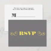 Grey & Yellow Wedding RSVP Karte (Vorne/Hinten)
