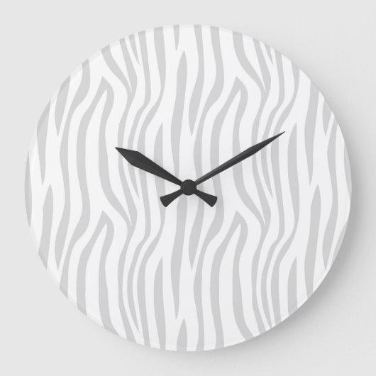 Grey Zebra Pattern Wall clock Große Wanduhr (Vorderseite)