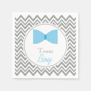 Grey Zickzack Gender Reveal Bow Krawatte Team Boy Serviette