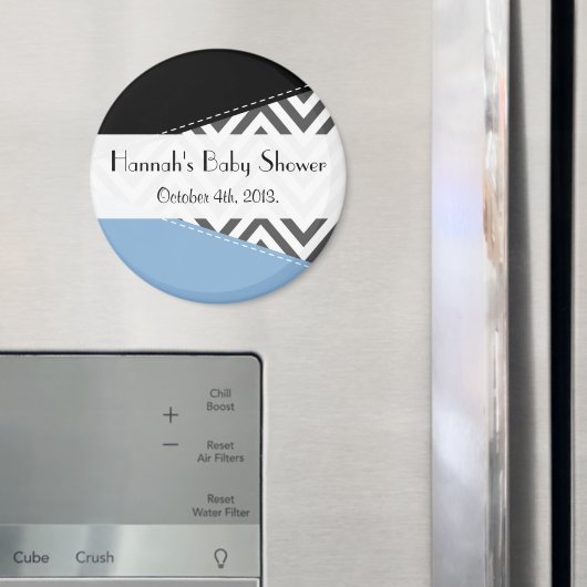 Grey Zigzag, Zickzack, Zigzag Muster, Babydusche Magnet (In Situ (Kühlschrank))