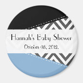 Grey Zigzag, Zickzack, Zigzag Muster, Babydusche Magnet (Vorne)