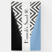 Grey Zigzag, Zickzack, Zigzag Muster, Sweet 16 Banner (Vertikal)