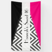 Grey Zigzag, Zickzack, Zigzag Muster, Sweet 16 Banner (Vertikal)