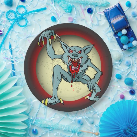 Greyback Werewolf Blored Full Moon Halloween Pappteller (Party)