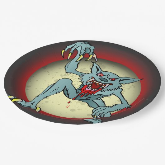 Greyback Werewolf Blored Full Moon Halloween Pappteller (Schrägansicht)