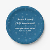GreyBlue Golf Ball/Flag Pattern Pappteller (Vorderseite)