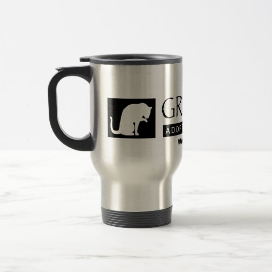 Greyfoot Katzen-Rettungs-Logo-Reise-Tasse Reisebecher (Links)