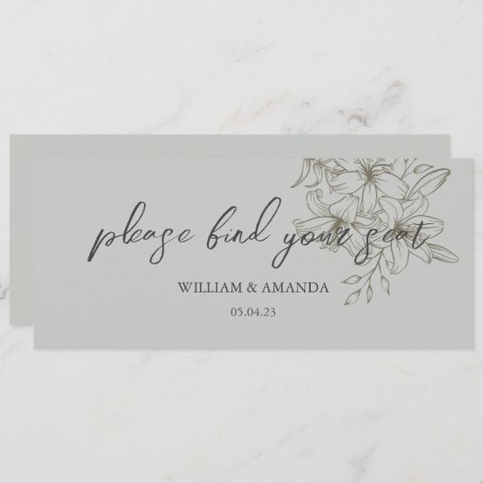 GreyGarden Delights Seating Chart Header Grau Einladung (Vorne/Hinten)