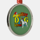 Greyhound-Agility Silbernes Ornament (Rechts)