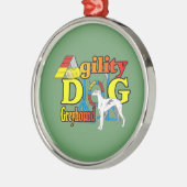 Greyhound-Agility Silbernes Ornament (Links)