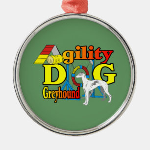 Greyhound-Agility Silbernes Ornament