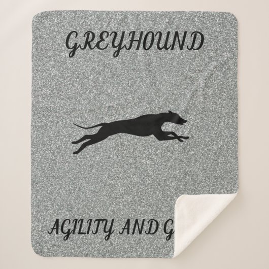 GREYHOUND "Agility und Gnade" Sherpa Decke. Sherpadecke (Vorderseite)