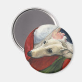 "Greyhound and Santa" Dog Art Magnet (Vorderseite/Rückseite)