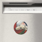 "Greyhound and Santa" Dog Art Magnet (In Situ (Geschirrspüler))