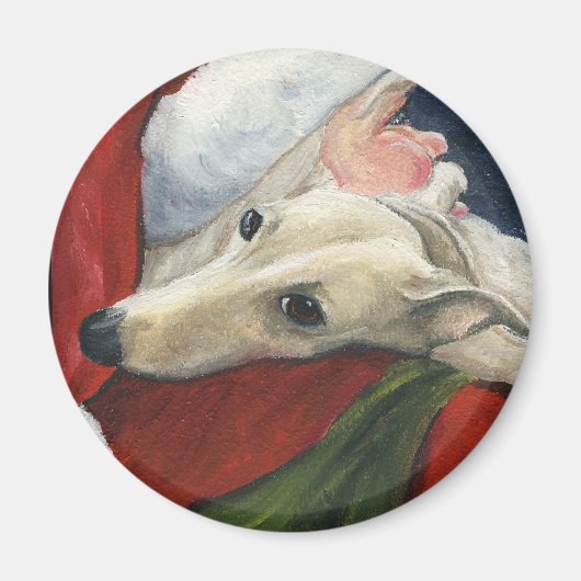 "Greyhound and Santa" Dog Art Magnet (Vorne)