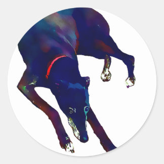 Greyhound Art Runder Aufkleber