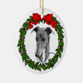 Greyhound Art von Glenda S. Harlan Keramik Ornament (Rechts)