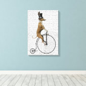 Greyhound auf Black Penny Farthing Bike Leinwanddruck (Insitu (Holzboden))