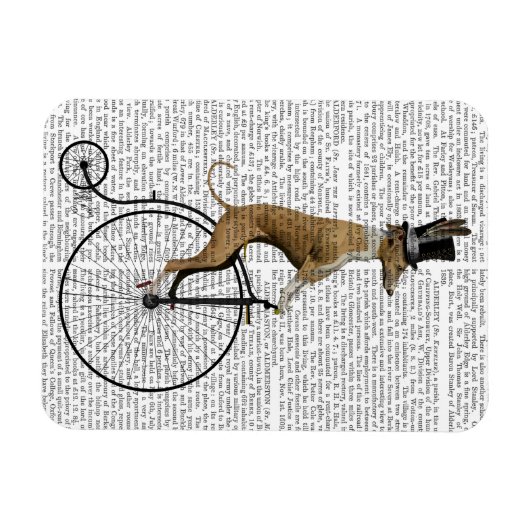 Greyhound auf Black Penny Farthing Bike Magnet (Horizontal)