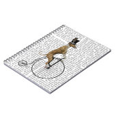 Greyhound auf Black Penny Farthing Bike Notizblock (Linke Seite)