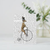 Greyhound auf Black Penny Farthing Bike Postkarte (Stehend Vorderseite)