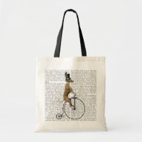 Greyhound auf Black Penny Farthing Bike
